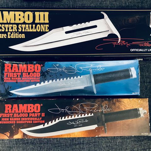 Rambokniv Samling - Rambo First Blood 1 og 2 og Rambo III
