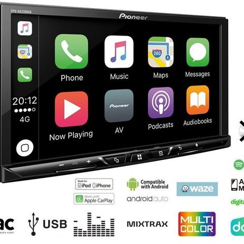 Pioneer sph-da230dab – Carplay og Android Auto