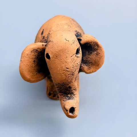 Elefant figur leire keramikk pynt settekasse miniatyr 5x4 cm