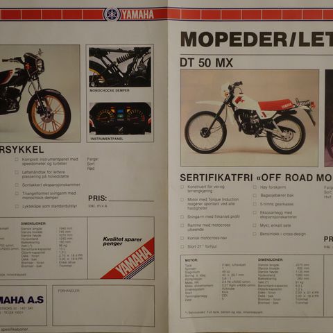 Yamaha mopeder/ Lett MC brosjyre ca 1980-82