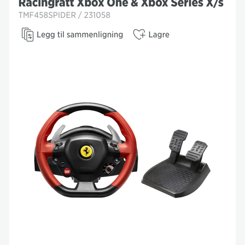 Pirelli ratt og pedaler til x-box og pc