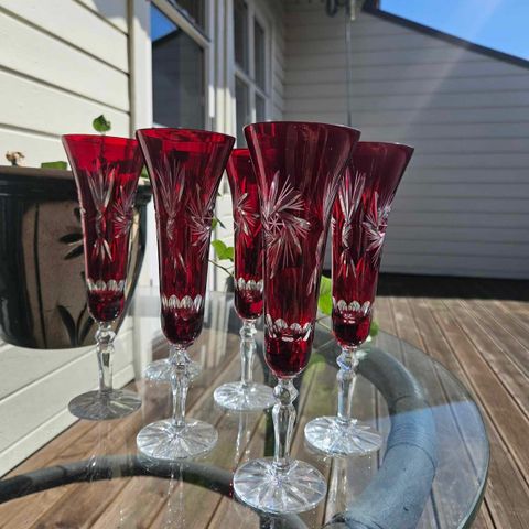 Waterford Marry Christmas Ruby Red Crystal Champagne Flute Glass