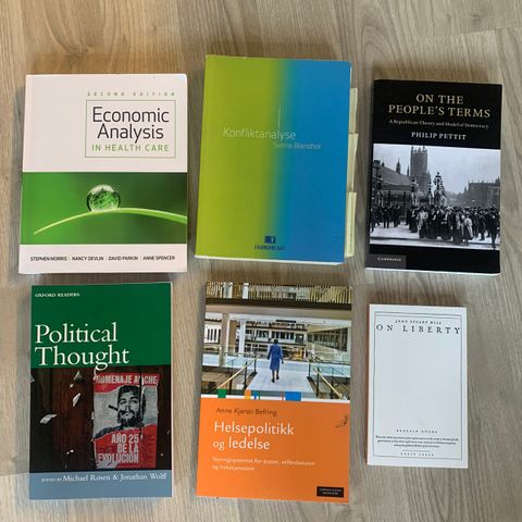 Bøker til politisk filosofi, konflikthåndtering og helseledelse