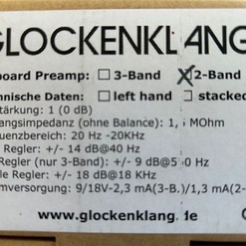 Glockenklang 2-band Onboard Bass Preamp