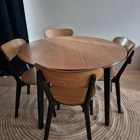 Table with 4 chairs from JYSK - Oak, black