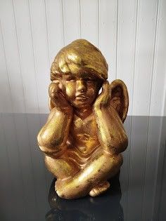 Stor Gull Engel - Engel Skulptur - Julepynt