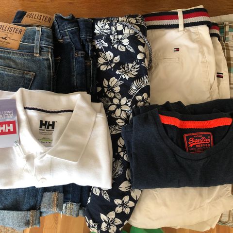 Shorts, t-skjorte,  langermet genser, Gant,  Helly Hansen, Superdry, Hollister