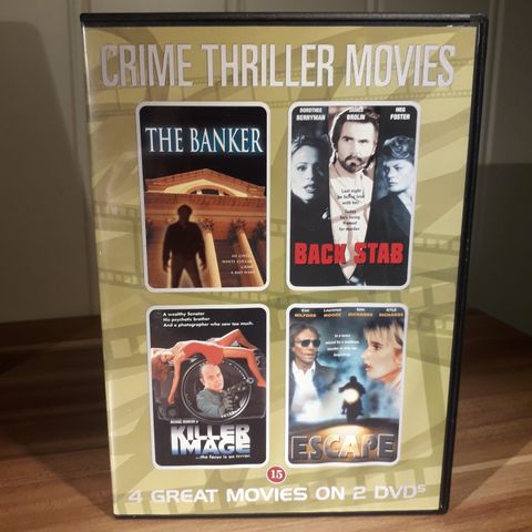 4 krim/thriller-filmer (norsk tekst) på DVD - 2 disker