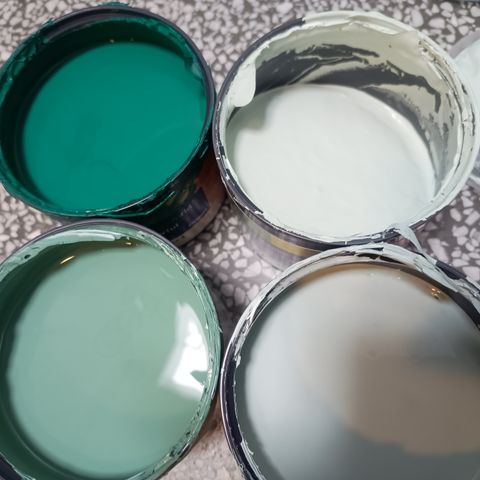 Fargeprøver i mint/turkis/grønn