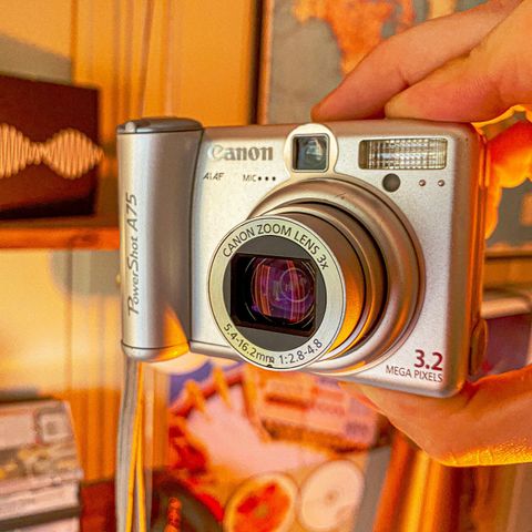 Vintage Canon PowerShot A75 Kompakt Kamera med minnekort