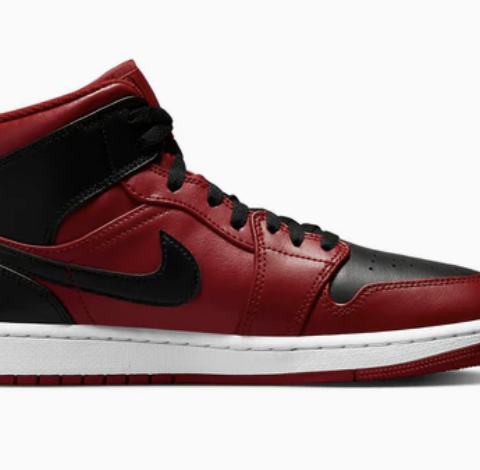 Splitter nye Air Jordan 1 Mid 'Reverse Bred' Rød/Sort strl 44