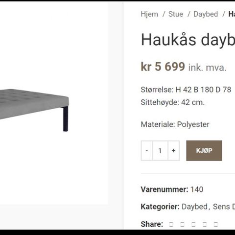 Haukås - Daybed grå velur