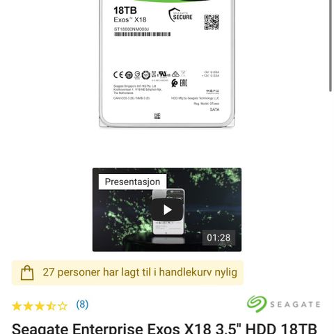 exos 18tb 3.5 hardisk nas 4stk