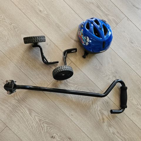 Støttehåndtak/sykkelstang, støttehjul,hjelm
