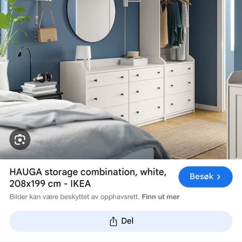 Ikea garderobe (2 deler)