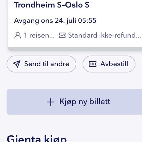 Togbillett Trondheim - Oslo