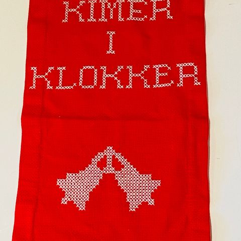 Broderi jul Kimer i klokker duk veggbilde