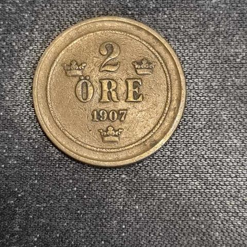 2 öre 1907 Sverige