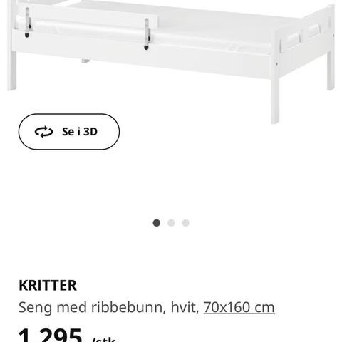 IKEA Kritter barneseng 140x70 med bunn, madrass og sengehest  selges