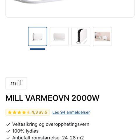 Varmeovn 2000W