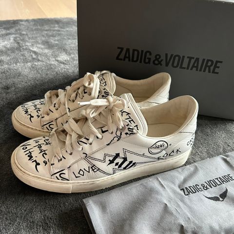 Zadig & Voltaire skinn sko str 41. La Flash smooth blanc