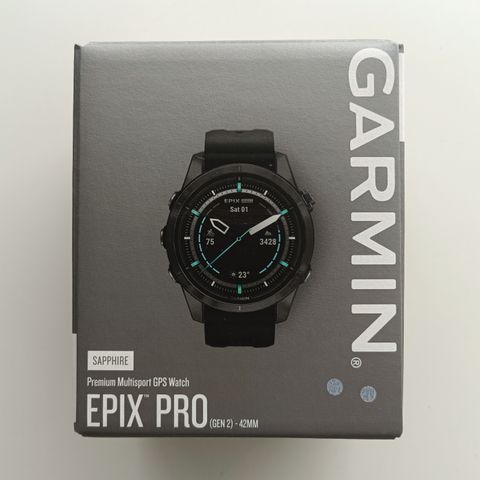 Garmin epix Pro Gen2 Sapphire 42mm DLC-titan, TOPO Norway PRO kart