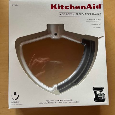 Kitchenaid flatvisp med fleksibel kant. Til bolle av størrelse 6 qt = 5.7 liter