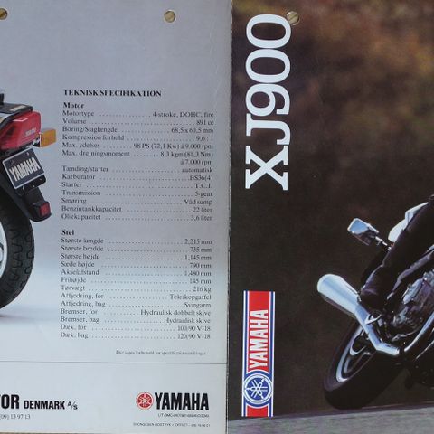 Yamaha XJ900 1985 dansk brosjyre