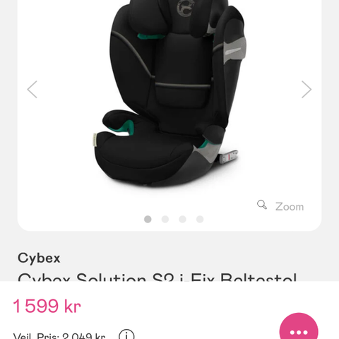 Ubrukt Cybex Solution S2 IFix bilstol selges