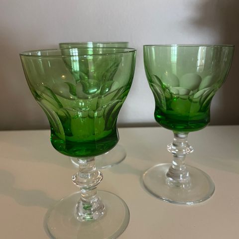 3 stk nydelige grønne små vinglass