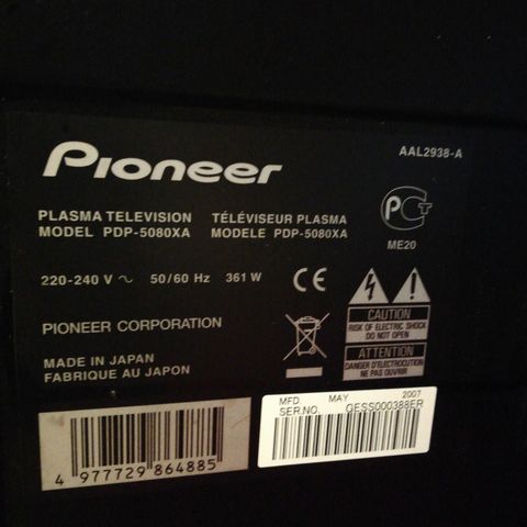 DEFEKT 50" PIONEER PLASMA