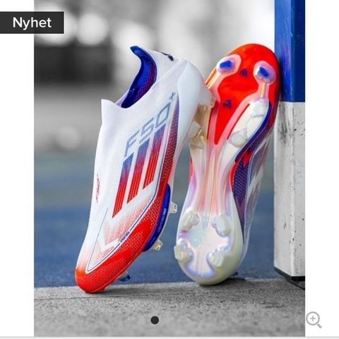 Adidas F50 + FG Advancement - Hvit/Rød/Lucid Blue størrelse 40 2/3