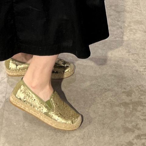 Vidorreta espadrilles gold grønn med paljetter