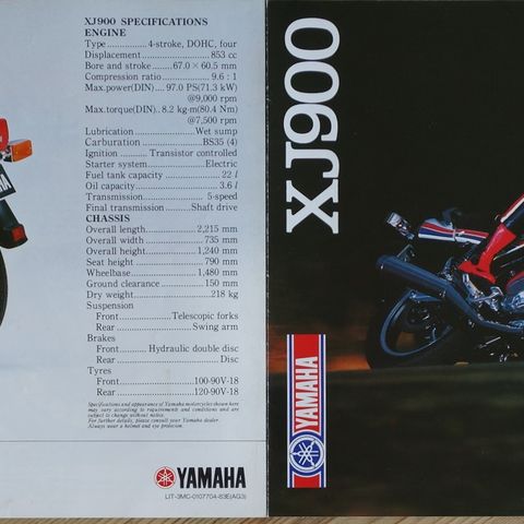 Yamaha XJ900 1983 brosjyre