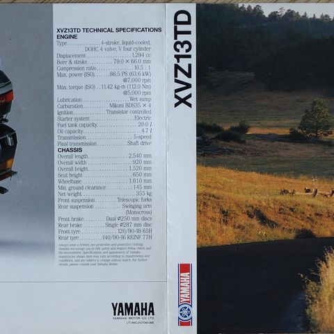 Yamaha XVZ13TD 1989 brosjyre