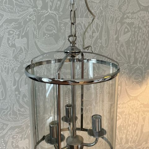 Scan taklampe i glass og stål