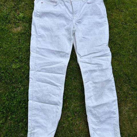 Cambio bukse , hvit m strass str 40
