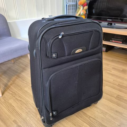 Samsonite stor, mørkeblå koffert - 4 hjuls