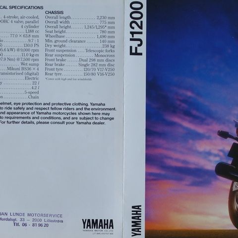 Yamaha FJ1200 1990 brosjyre