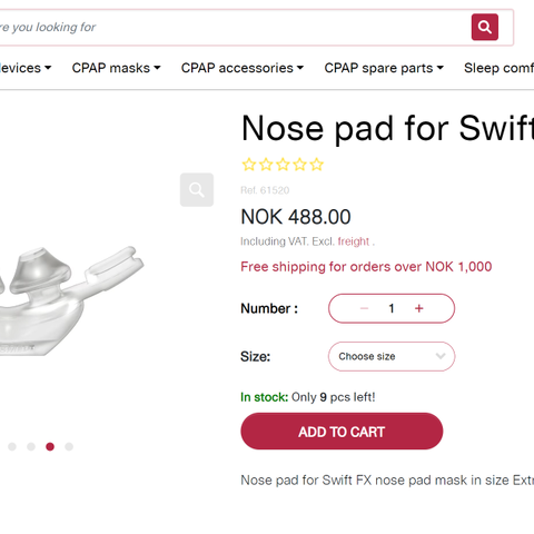 Nose pad for Swift™ FX ResMed