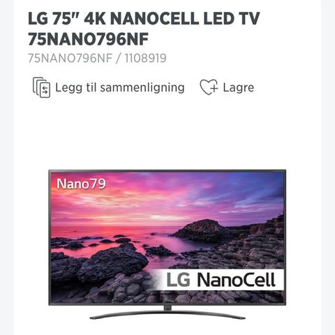 75 tommer 4K Nanocell led TV