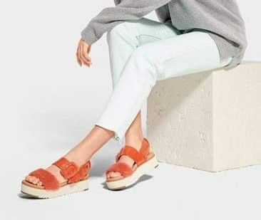 UGG Fluff Chella sandal, liten str. 40 - passer 39, burnt orange.