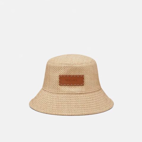 Versace logo raffia bucket hat