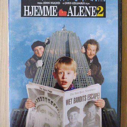 Dvd familiefilm. Hjemme alene 2. Tynncover. Norsk tekst