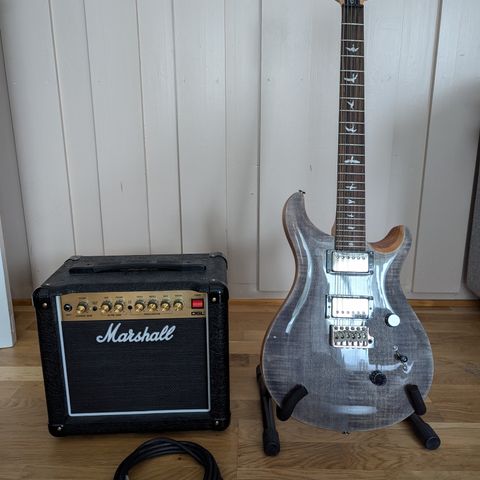 PRS SE Custom 24, el-gitar og DSL Marshall Høytaler