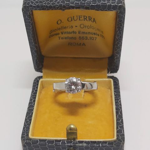 Solitaire Cubic Zirkonia ring sølv, emesterstemplet  'Poeme' og 925s, sølvring