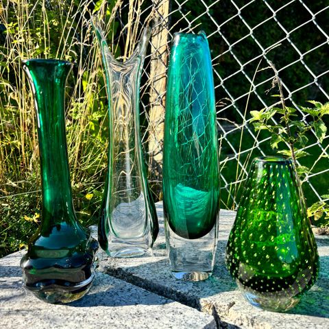 Vintage kunstglass i grønt | Retro