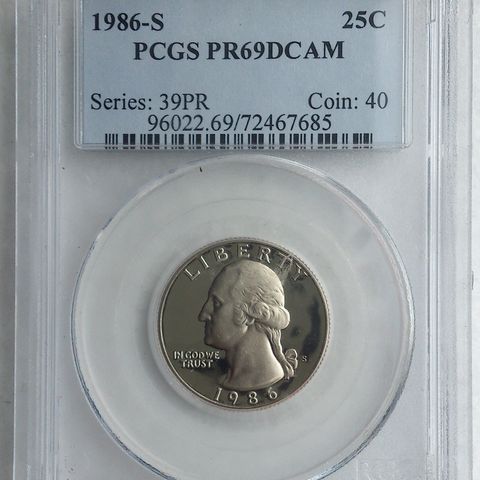 1986-S, PCGS gradert PR69DCAM.