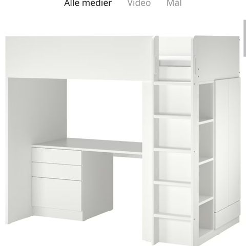 Ikea loftseng med skrivepult og klesskap