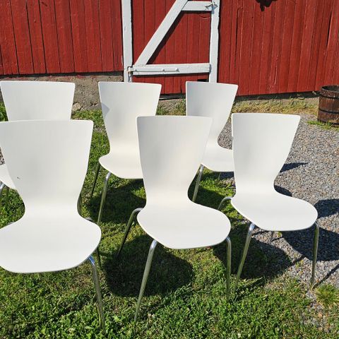 6 stk hvite stoler